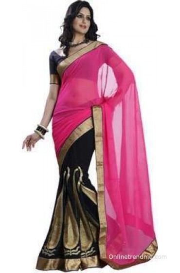Kajal Sarees Striped Fashion Chiffon Sari Kajal Sarees Striped Fashion Chiffon Sari